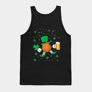 Basketball Leprechaun With Beer And Shamrock Dancing Patrick Tank Top